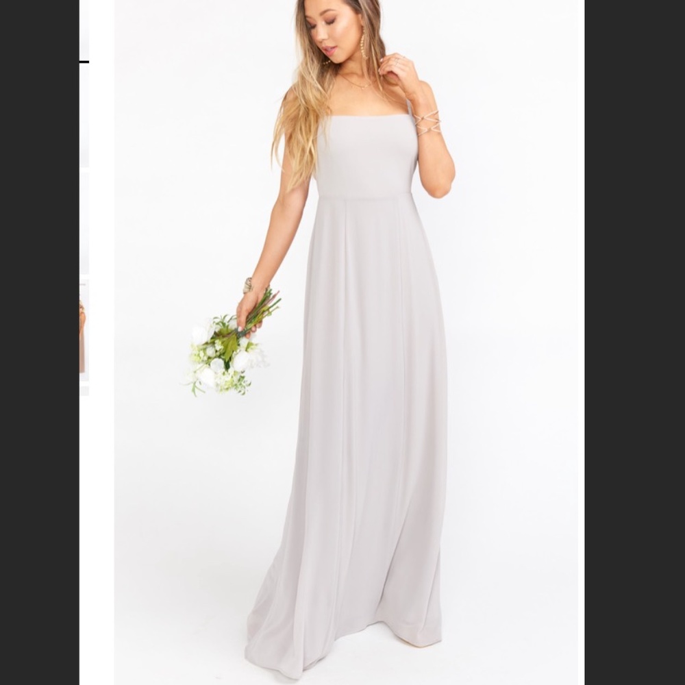 Show Me Your MuMu - Lauren Tie Maxi Dress, Dove Grey Chiffon, Size XX Small